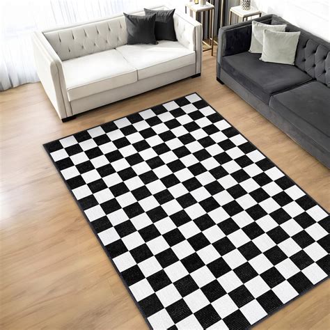 Checkered Rug Black And White Rug White And Black Area Rug Minimalist