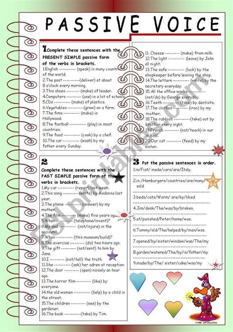 PASSIVE VOICE PRESENT SIMPLE PAST SIMPLE ESL Worksheet By