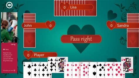 Once all cards have been played the penalty points are counted and the player with the fewest points wins that hand. Free Windows 8 Hearts Game App: Hearts Deluxe