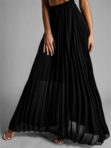 Černá Dlouhá Plisovaná Sukně Spruce Erika Fashion