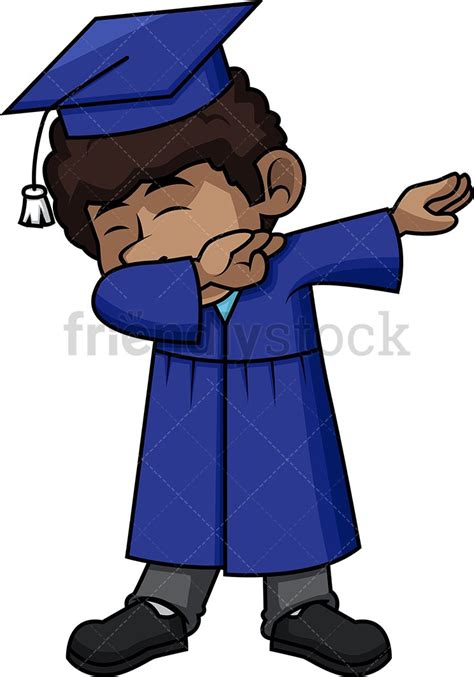 Black Boy Graduate Dabbing Cartoon Vector Clipart