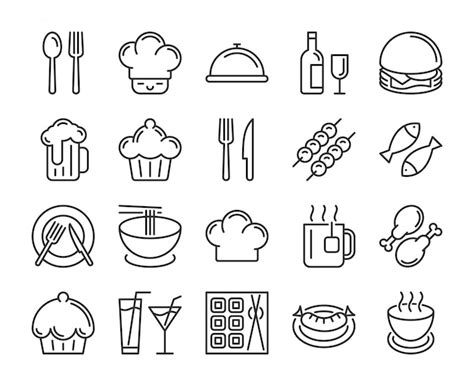 Icono De Alimentos Y Bebidas Conjunto De Iconos De Línea De