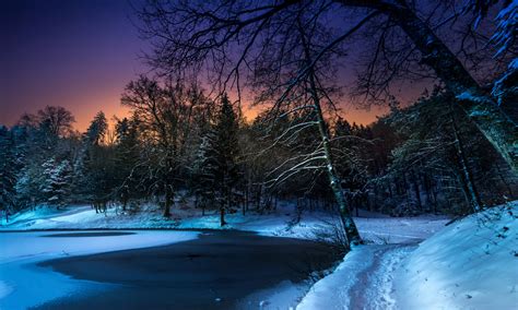 Frozen Winter Pond 4k Ultra Hd Wallpaper Background Image 5000x3000