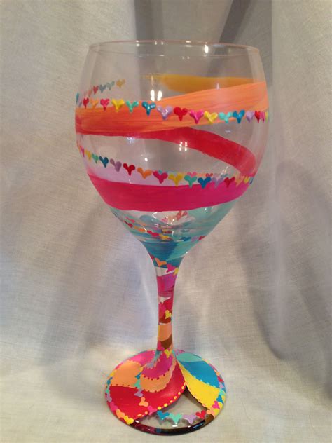 Rainbow And Hearts Hand Painted Wineglass Like Me Facebook Lizzymagsdecorativeglasses