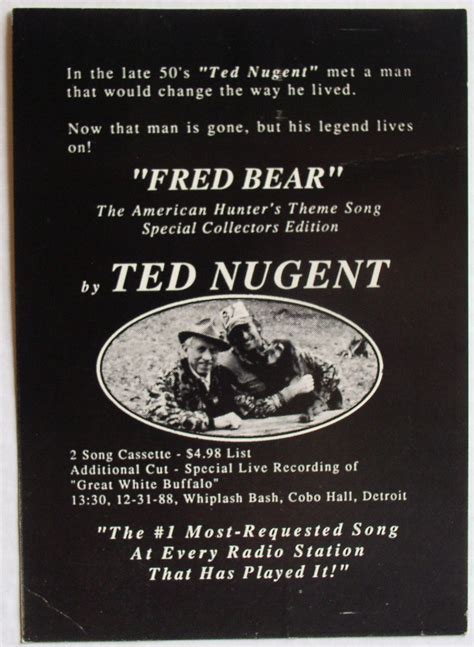Ted Nugent Fred Bear 5″ X 7″ Promo Postcard 1995 Thingery Previews
