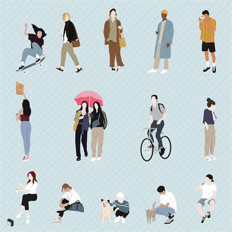 Flat Vector People Cutouts for Architectural Representation | People illustration, People cutout ...