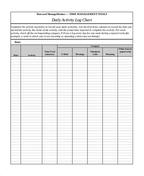 Free Work Log Templates Daily Weekly Monthly Template Section