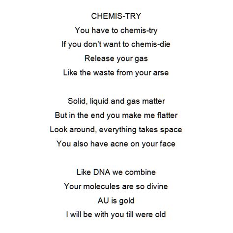My Journey In Science 10 Chemistry Poems