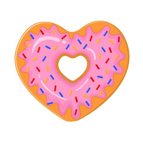 Heart Shaped Donut Delicious Dessert For Valentines Day 3022808 Vector
