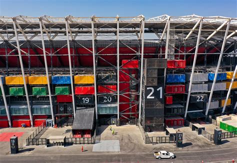 Demountable Stadium Built With Shipping Containers Reaches Completion