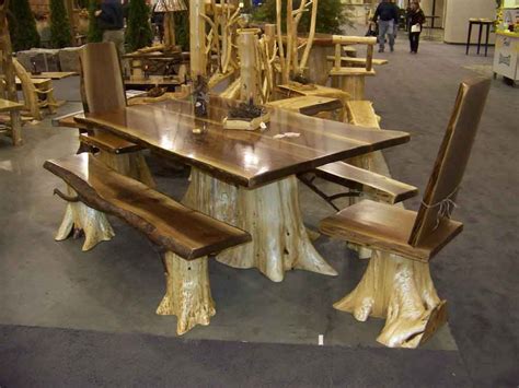 Stump Table Set Rustic Log Furniture Rustic Furniture Design Cedar