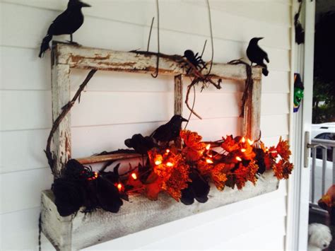 Halloween Window Box Spooky Flowers Spiders And Crows Fall Front