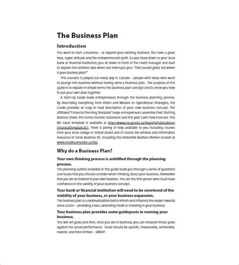 Business Plan Template Sample Pdf Printable Schedule Template