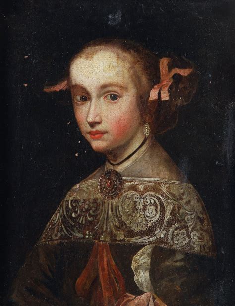 17th C Lombard School 17th Century Portrait Of Young Girl Italian