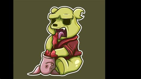Making A Zombie Winnie The Pooh Sticker Youtube