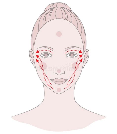chinese massage with gua sha stones lines of massage on the face illustration stock