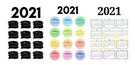Set Of Calendars For 2021 2022 2023 2024 2025 2026 2027 2028