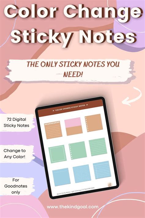 Color Change Digital Sticky Notes GoodNotes Digital Stickers