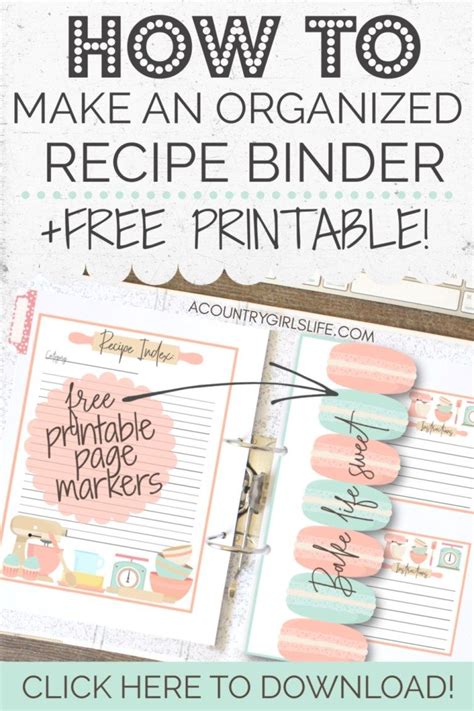 How To Organize Recipes In A Binder Free Printables Scrapbook