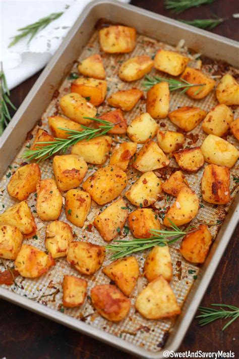 Garlic Roasted Potatoes Recipe Video Sweet And Savory Meals
