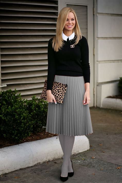 Black Shoes Somewhat Works With The Grey Skirt Nice Pleated Skirt