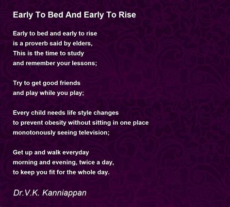 Early To Bed And Early To Rise Early To Bed And Early To Rise Poem By