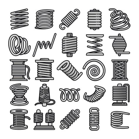 Coil Icons Set Outline Style 8864092 Vector Art At Vecteezy