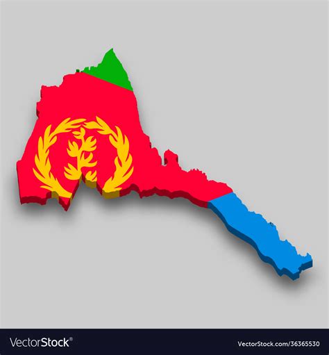 D Isometric Map Eritrea With National Flag Vector Image