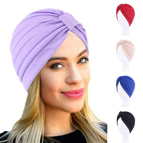 Unisex Stretchy Turban Head Wrap Band Chemo Bandana Hijab Pleated