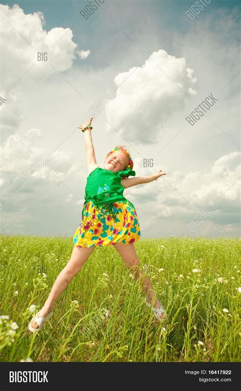 Little Girl Jumping Image And Photo Free Trial Bigstock