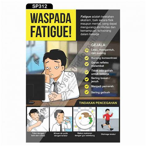 Safety Poster SP312 Safety Poster Waspada Fatigue Office Safety