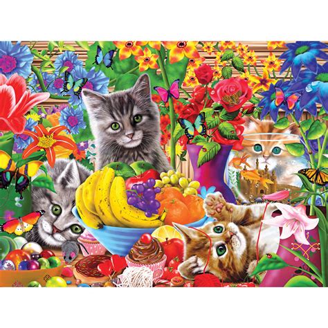 This masterpieces 15 x 21 500pc halloween glow in the dark puzzle is the perfect way to get into the holiday spirit, and the perfect holiday present for friends and family. Curious Kittens 500 Piece Jigsaw Puzzle | Spilsbury