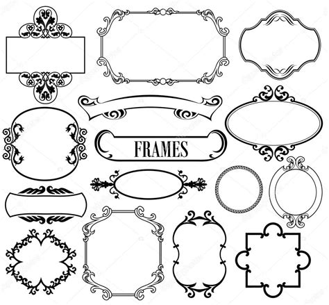 Decorative Vintage Vector Black Borders Isolated On White Frame