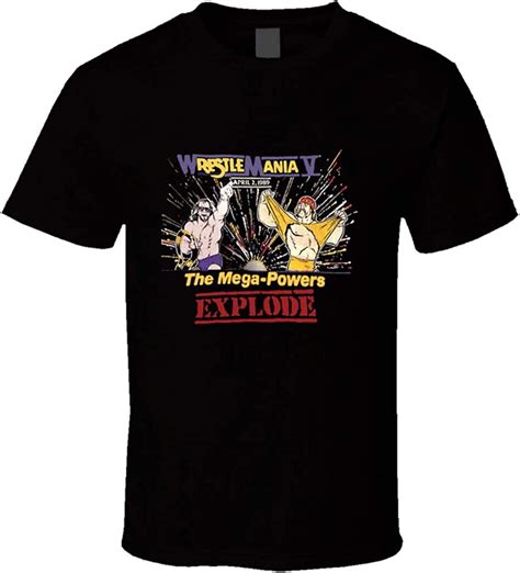 Fubao Wrestlemania V The Mega Powers Retro Wrestling T Shirt Negro