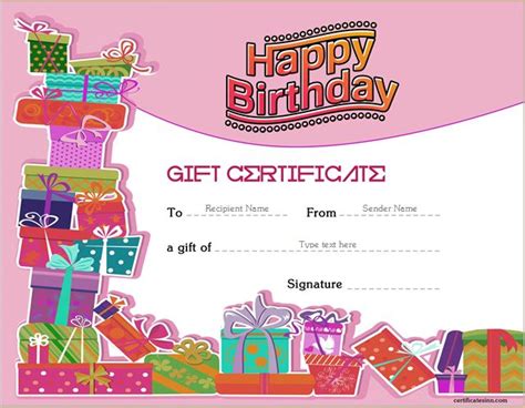 Birthday T Certificate Free Template Free Printable Templates