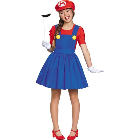 Miss Mario Costume For Girls Super Mario Brothers Xl With Accessories
