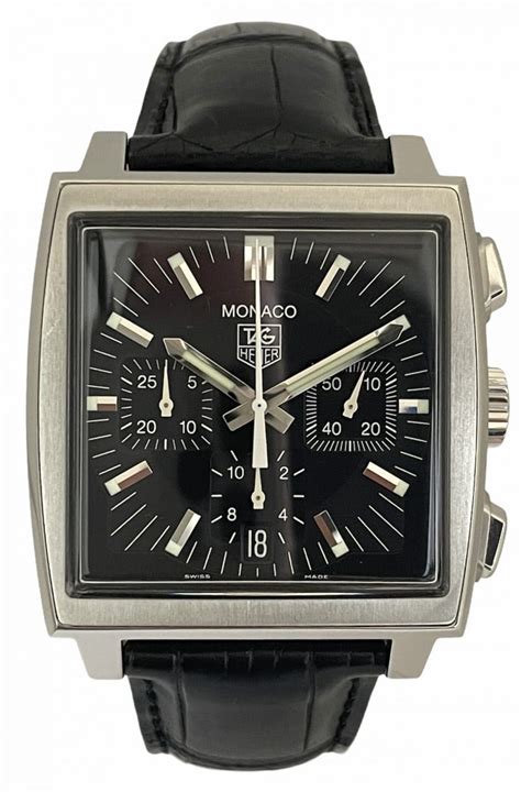 Tag Heuer Cw2111 0 Monaco Stainless Steel Chronograph Black