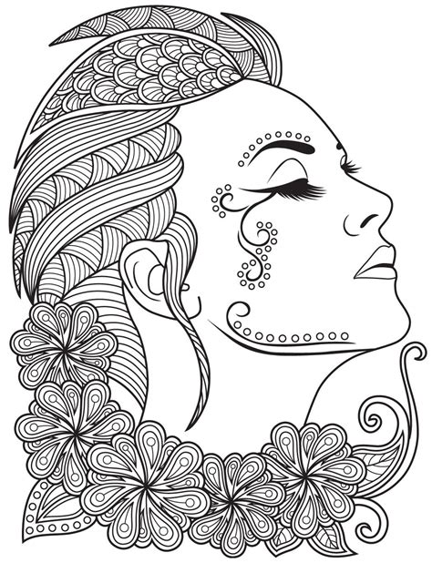 A Womans Face With Flowers In Her Hair And An Intricate Pattern On It