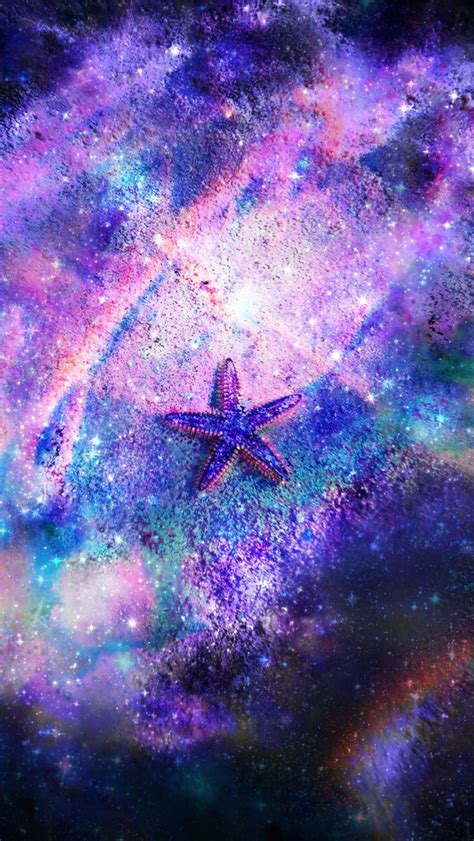 Galaxy Underwater Starfish Made By Me Purple Sparkly Wallpapers