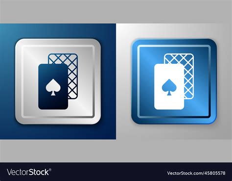 White Playing Cards Icon Isolated On Blue And Grey