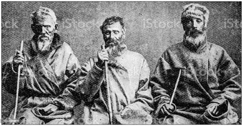 Antique Photograph Three Blind Men Stock Illustration Download Image