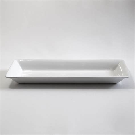 White Ceramic Rectangular Platter Plate Large With Border 435 X 355cm