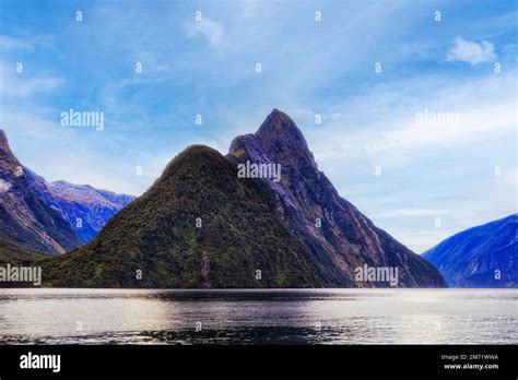 Mitre Rock Mountain In Milford Sound Fiordland Of New Zealand Scenic