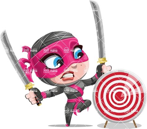 Cute Ninja Girl Cartoon Vector Character Aka Hiroka Target Graphicmama