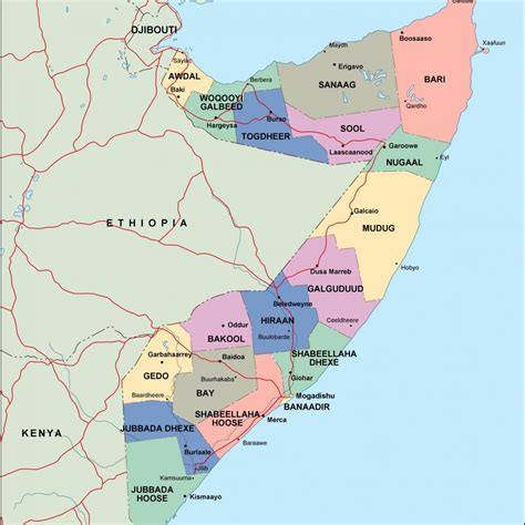 Somalia Political Map Order And Download Somalia Political Map