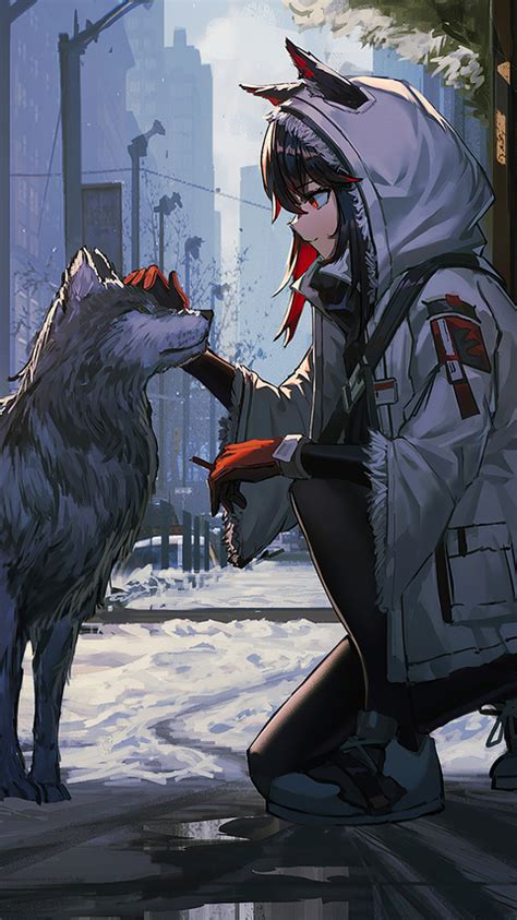 480x854 Anime Girl Petting Dog Android One Hd 4k Wallpapers Images