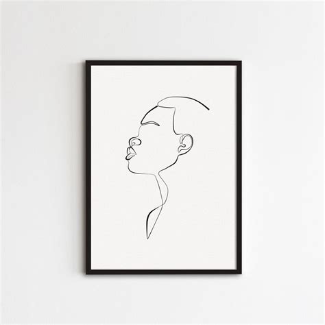 Black Woman Line Drawing African Line Art Abstract Face Etsy African American Wall Art Line