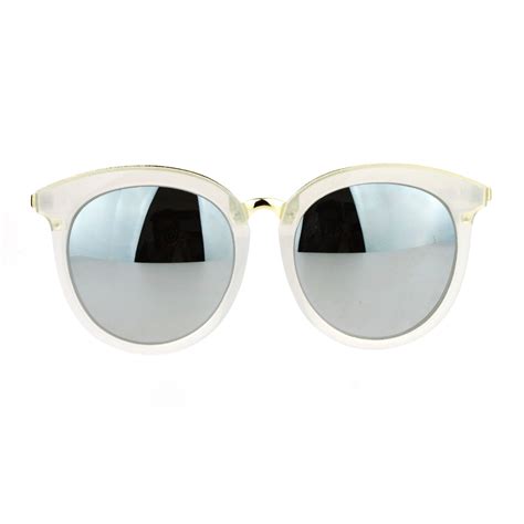 sa106 sa106 womens oversize round horn rim retro sunglasses white mirror