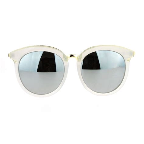 Sa106 Sa106 Womens Oversize Round Horn Rim Retro Sunglasses White Mirror