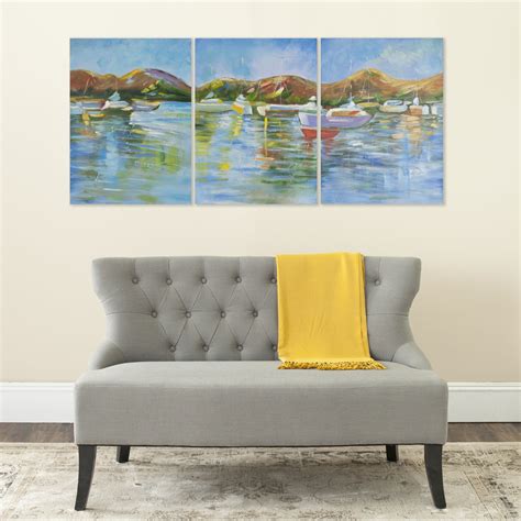 Rosecliff Heights Sailors Cove On Canvas 3 Pieces Print And Reviews Wayfair